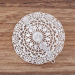 Серебро Заколка для волос с железным цветком, заявление держателя конского хвоста, аксессуары для волос для женщин, серебряные, 50 мм