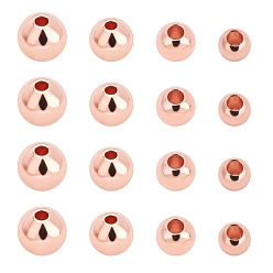 Rose Gold Brass Spacer Beads, Round, Plated with Light Rose Gold Color, Rose Gold, 3~6mm, Hole: 1~1.5mm, 280pcs/box