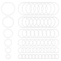 Серебро 300шт. 6 стили латунные соединительные кольца, Кольцевая форма, серебряные, 10~30x0.7~1 мм, 50 шт / стиль