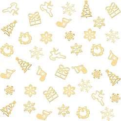 Golden Brass Glitter Manicure Nail Art Decoration, for Christmas, Mixed Shapes, Golden, 108pcs/box