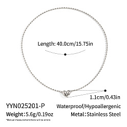 Нержавеющая Сталь Цвет 304 магнитные кулоны в форме сердца из нержавеющей стали для женщин, цвет нержавеющей стали, 15.75 дюйм (40 см)