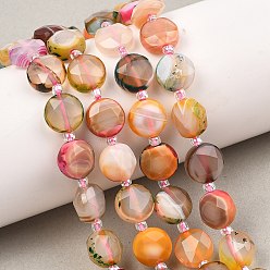 (224) Цвет бронзы Олимп внутри цвета Природные пожары треск агат бисер нитей, граненый пятиугольный разрез, окрашенная и подогревом, плоско-круглые, с бисером, розовые, 10~10.5x5.5~6.5 мм, отверстие : 0.9 мм, около 31 шт / нитка, 15.24'' (38.7 см)
