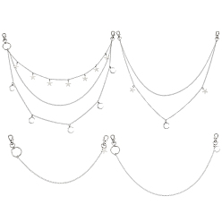 Нержавеющая Сталь Цвет 4 шт 4 стили сплав луна звезда подвески латунь сумка удлинитель цепи, с карабин-лобстерами , платина, 330~515 мм, 1 шт / стиль