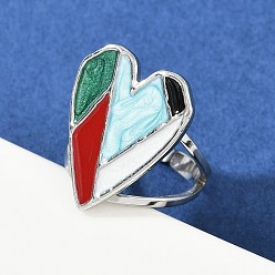 Нержавеющая Сталь Цвет Сердце 304 эмалированные перстни из нержавеющей стали для женщин, красочный, цвет нержавеющей стали, Сердце: 21.5x18 mm, внутренний диаметр: 16 мм