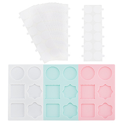 (52) Непрозрачная лаванда 3шт 3 цветные квадратные и круглые и цветочные силиконовые формы для расплавления воска, с 150клеевыми точками, разноцветные, 134x86x4 мм, 1 шт / цвет