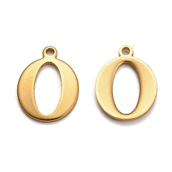 Letter O Ионное покрытие (ip) 304 подвески с алфавитом из нержавеющей стали, золотые, letter.o, 12~12.5x7~14.5x0.7~1 мм, отверстие : 1 мм