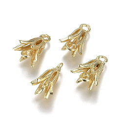 Light Gold Поручни крышки конца сплава, с петлей, долговечный, 6-лепестков цветка, золотой свет, 14.5x10.5 мм, отверстия: 1.8 mm, Внутренний диаметр: 6 mm
