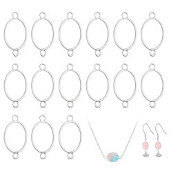 Platinum 32Pcs Alloy Oval Open Back Bezel Connector Charms, for DIY UV Resin, Epoxy Resin, Pressed Flower Jewelry, Platinum, 43x23x3.5mm, Hole: 4mm, Inner Diameter: 28x20.5mm