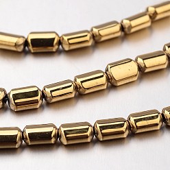 Plateado en Oro Electroplate hematites sintética hebras de perlas no magnéticas, Rectángulo, oro chapado, 6x4x3 mm, agujero: 1 mm, sobre 67 unidades / cadena, 15.7 pulgada