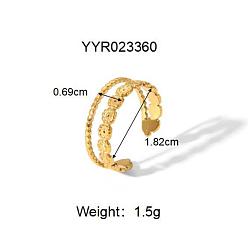 Настоящее золото 18K Кольца-манжеты из нержавеющей стали для женщин, плоско-круглые, реальный 18 k позолоченный, 6.9 мм, внутренний диаметр: 18.2 мм