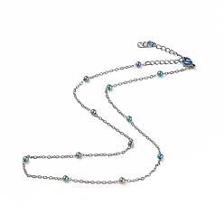 Rainbow Color Ионное покрытие (ip) 304 ожерелье-цепочка из нержавеющей стали для мужчин и женщин, Радуга цветов, 15.75 дюйм (40 см)