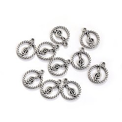 Античное Серебро Сплавочные подвески тибетского стиля, прелести музыкальных нот, античное серебро, 22x18 мм