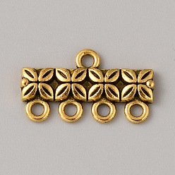 Античное Золото Сплав люстра компонента ссылки тибетском стиле, прямоугольник с цветочным соединителем, античное золото , 11x20x2.5 мм, отверстие : 1.6 мм, около 335 шт / упаковка