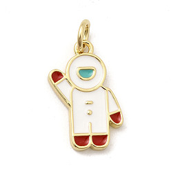 Human Латунь эмаль подвески, без кадмия, без никеля и без свинца, с прыжковых колец, реальный 18 k позолоченный, астронавт, 16.5x10.5x2 мм, отверстие : 3.2 мм
