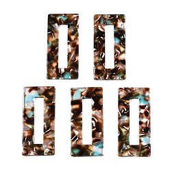 Седло Коричневый Подвески из ацетата целлюлозы (смолы), прямоугольные, седло коричневый, 48.5x22x2.5 мм, отверстие : 1.2 мм