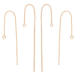 Настоящее золото 18K 8шт 2 стиль латунная цепочка серьги-гвоздики фурнитура, с петлей, ушные резьбы, реальный 18 k позолоченный, 105~114x0.7~1 мм, отверстие : 2~3 мм, штифты : 0.8 мм, 4 шт / стиль