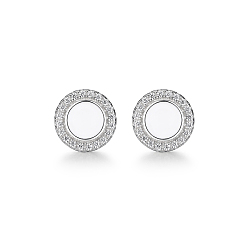Серебро 925 плоские круглые серьги-гвоздики из стерлингового серебра с прозрачным кубическим цирконием, серебряные, 8 мм