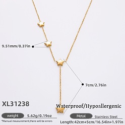 Звезда 316Ожерелья из хирургической нержавеющей стали с Y-образными кисточками для женщин, реальный 18 k позолоченный, звезда, 16.54 дюйм (42 см), удлинитель 50мм, Кулон : длиной 70 мм 