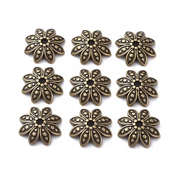 Античная Бронза  Крышки для бусин тибетского стиля, сплав, без кадмия, без никеля и без свинца, цветок, античная бронза , 15x4 мм, отверстие : 2 мм, Около 1120 шт / 1000 г