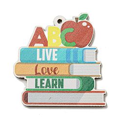 Book Дерева кулон, тема дня учителя, книга, 45x43.5x2.5 мм, отверстие : 2 мм