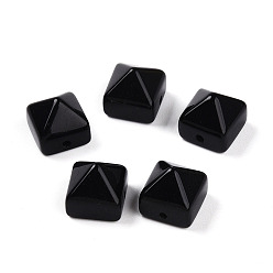 Обсидиан Природные обсидиана бусы, пирамида, 9~10.5x10~10.5x10~10.5 мм, отверстие : 1.2~1.4 мм