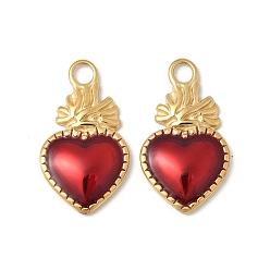 (123L) Белый крем непрозрачный блеск 304 нержавеющей стальной эмали подвески, очарование священного сердца, реальный 18 k позолоченный, ионное покрытие (ip), огнеупорный кирпич, 21x12x2.5 мм, отверстие : 2.5 мм