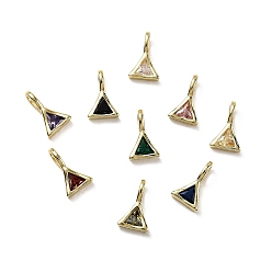 (52) Непрозрачная лаванда Треугольник латуни микро проложить кубических прелести диоксида циркония, стойки покрытие, долговечный, без кадмия и без свинца, золотые, разноцветные, 11.5x7.5x4.5 мм, отверстие : 4x2.5 мм