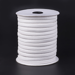 White Flat Imitation Leather Cords, White, 10x2mm, about 50m/roll(54.68yards/roll)