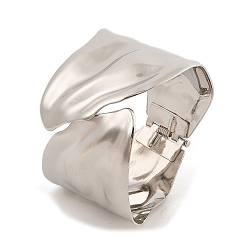 Платина Не тускнеющие винтажные кованые железные широкие браслеты на петлях для женщин, платина, внутренний диаметр: 2-3/8x2 дюйм (6x5.2 см)