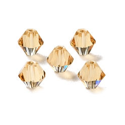 Цвет Древесины К 9 стекло, имитация Австрийские кристаллические шарики, граненые, двухконусные, деревесиные, 6x6x6 мм, отверстие : 0.9 мм