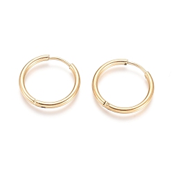 Golden Ion Plating(IP) 304 Stainless Steel Huggie Hoop Earrings, Hypoallergenic Earrings, with 316 Surgical Stainless Steel Pin, Golden, 12 Gauge, 20x2mm, Pin: 1mm, Inner Diameter: 16mm