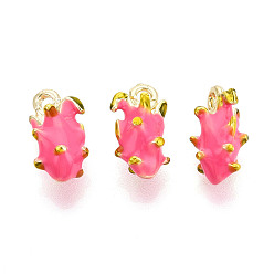 Ярко-Розовый Подвески из эмали и сплава, очарование питайи, золотой свет, стойки покрытие, без кадмия, без никеля и без свинца, ярко-розовый, 15.5~16x8.2x7.9 мм, отверстие : 1.8 мм