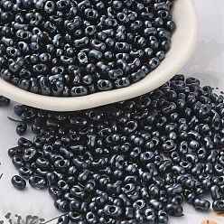 Морской Синий Непрозрачные стекла бисер, арахис, Marine Blue, 3.5~4x2~2.5x2~2.3 мм, отверстие : 0.8 мм, Около 8000 шт / фунт