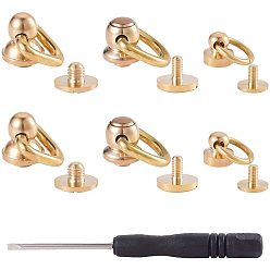 Golden Messing-Schmuck-Box Schublade Griffe, Schrankring zieht Griffe, mit Eisenschraubendreher, mit Kunststoffgriff, golden, 7.4x7.2x1.7 cm