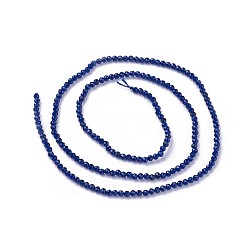 Blue Faceted Glass Beads Strands, Round, Blue, 2~2.5mm, Hole: 0.5mm, about 180~200pcs/strand, 14.5~16.1 inch(37~41cm)