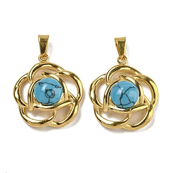 Синтетическая Бирюза Синтетические бирюзовые подвески, , с ионным покрытием (ip) 304 настройки из нержавеющей стали, золотые, 22.5x19.5x6.5 мм, отверстие : 5x3 мм
