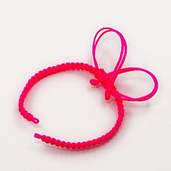 Светло-Вишневый Плетеные шнур нейлона для поделок браслет решений, светло-вишневый, 145~155x5x2 мм, отверстие : 2~4 мм