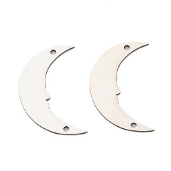 Нержавеющая Сталь Цвет 201 подвески из нержавеющей стали, ссылки полумесяца, не тускнеет, цвет нержавеющей стали, 25x16.5x1 мм, отверстие : 1.4 мм