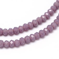 Medium Purple Faceted Rondelle Glass Beads Strands, Medium Purple, 2.8~3x2mm, Hole: 0.8mm, about 165~169pcs/strand, 15.7~16.1 inch(40~41cm)