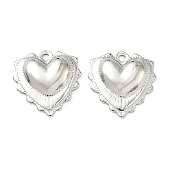 Нержавеющая Сталь Цвет 304 подвески из нержавеющей стали, шарма сердца, цвет нержавеющей стали, 17.5x17x3 мм, отверстие : 1.6 мм