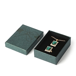 чирок Подарочные коробки для хранения бумажных ювелирных изделий с бантом и принтом, прямоугольные, зелено-синие, 9x7x3 см