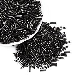 Gris Des billes de verre, Argenté, clairon rond, trou rond, grises , 6~7x1.5~2mm, Trou: 0.5mm, environ 12500 pcs / sachet 