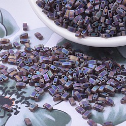 (HTL135FR) Matte Transparent Root Beer AB MIYUKI Half TILA Beads, Japanese Seed Beads, 2 Hole, (HTL135FR) Matte Transparent Root Beer AB, 5x2.3x1.9mm, Hole: 0.8mm, about 12500pcs/500g