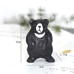 Черный Резьба по дереву фигурки медведей статуэтки для домашнего офиса украшение рабочего стола, чёрные, 40x17x60 мм