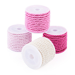 Couleur Mélangete 4 rouleaux 4 couleurs cordon rond en polyester, cordon torsadé, couleur mixte, 3mm, environ 5.46 yards (5m)/rouleau, 1 rouleau / couleur
