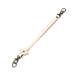 Белый Ручки сумки из воловьей кожи с цветочным краем, с заклепкой из сплава, железной поворотной застежкой и кольцом d, аксессуары для замены ремня для сумки, белые, 26.6x1.25x0.6 см