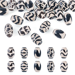 Смешанные Узоры 20 шт. 5 стили тибетские бусины дзи из агата, природных бисера агат, окрашенная и подогревом, баррель, смешанные узоры, 11.5~12x8 мм, отверстие : 1.2 мм, 4 шт / стиль