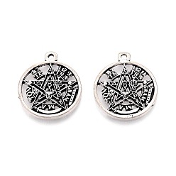 Античное Серебро Сплавочные подвески тибетского стиля, тетраграмматон пентаграмма викканские чары, без свинца и без кадмия, античное серебро, 27x23x1.5 мм, отверстие : 1.8~2 мм, Около 370 шт / 1000 г