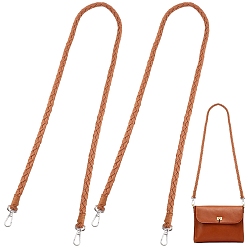 Sienna 2Pcs Imitation Leather Twist Knitting Cord Mobile Straps, with Alloy Swivel Clasps, Platinum, Sienna, 1170~1178mm
