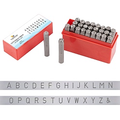 Платина Набор штампов железной печати, для тиснения металла, дерево, Пластиковый, кожа, включая буквы a ~ z и амперсанд, платина, 64.5x10.5x10.5 мм, 27 шт / коробка